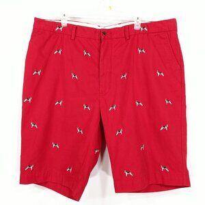 Vtg Polo Ralph Lauren Scotty Dog Embroidered AOP Mens Chino Shorts 12". Sz 42.